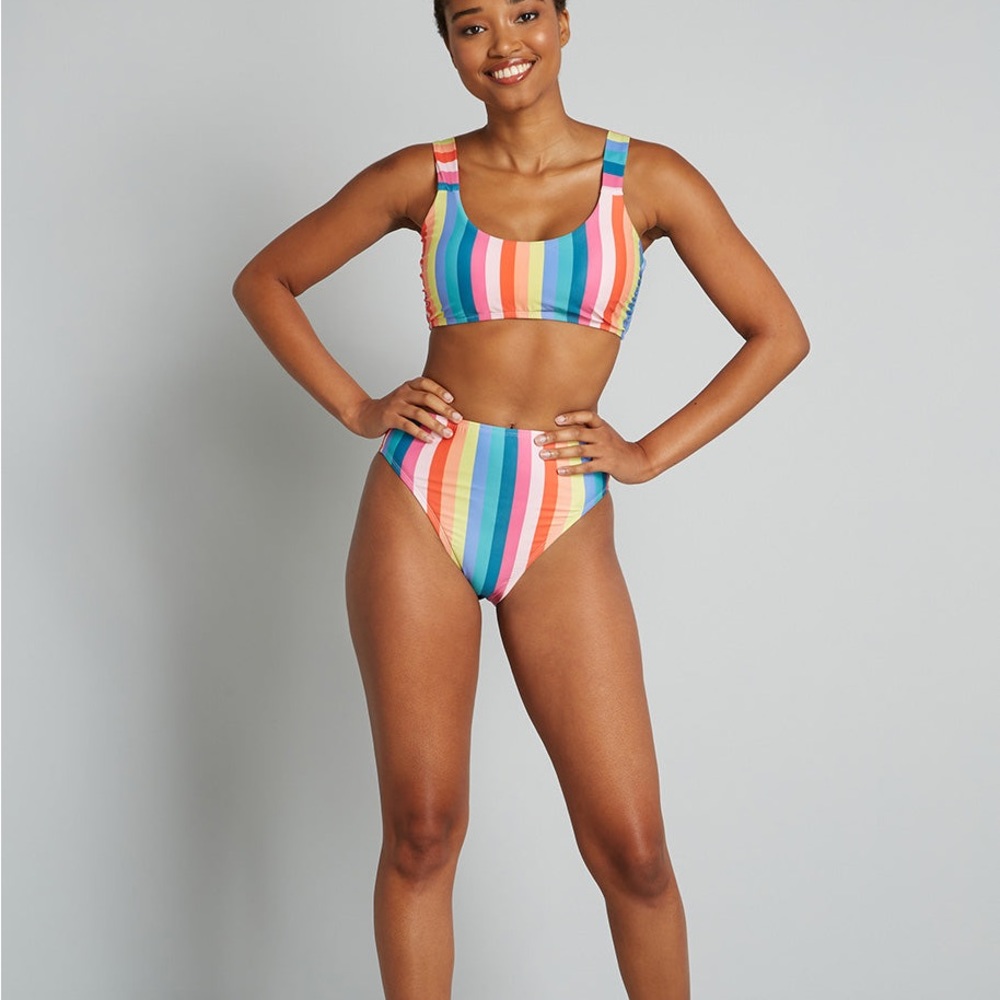 (A5) NEW ModCloth The Franky High-Waisted Bikini Bottom‎ ONLY, Size Small, NWOT